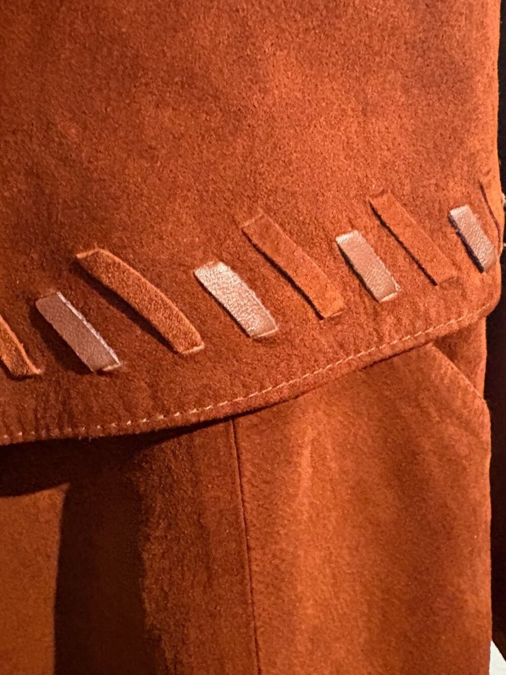 Vintage Lillie Rubin Genuine Leather Suede Cape Coat Brown S - Picture 7 of 9